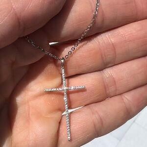 14k white gold diamond cross